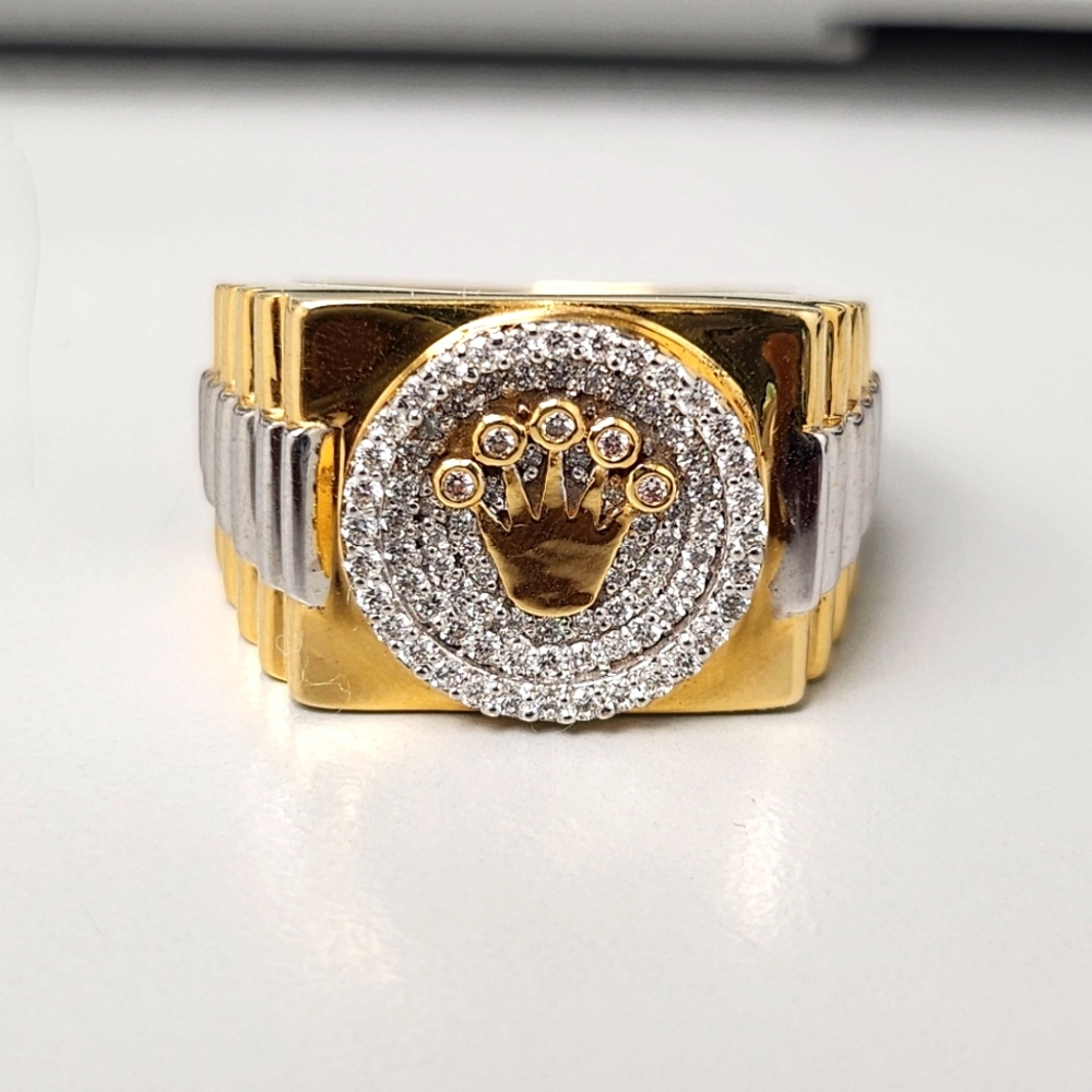 Rolex Diamond Ring For Men In 10k Yellow Gold
